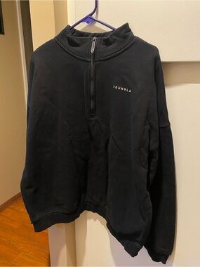 YoungLA Black Half-Zip Pullover Sweatshirt
